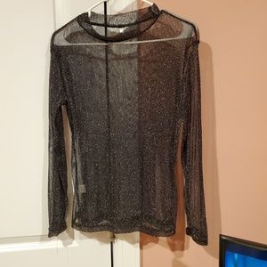 Shein Small Glitter Mesh long sleeve top